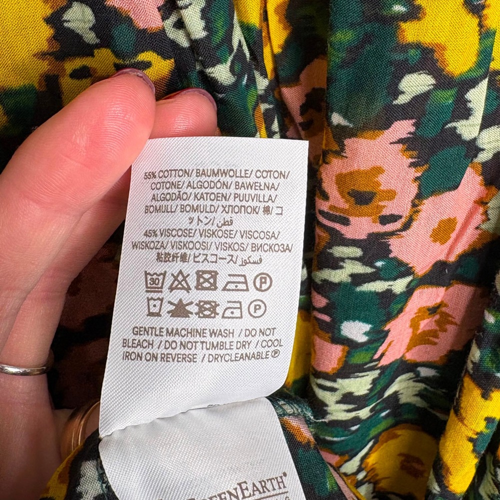 Boden Womens Floral Boho Tiered Smock Midi Dress Yellow Pink US 8L D0422 - Picture 5 of 9